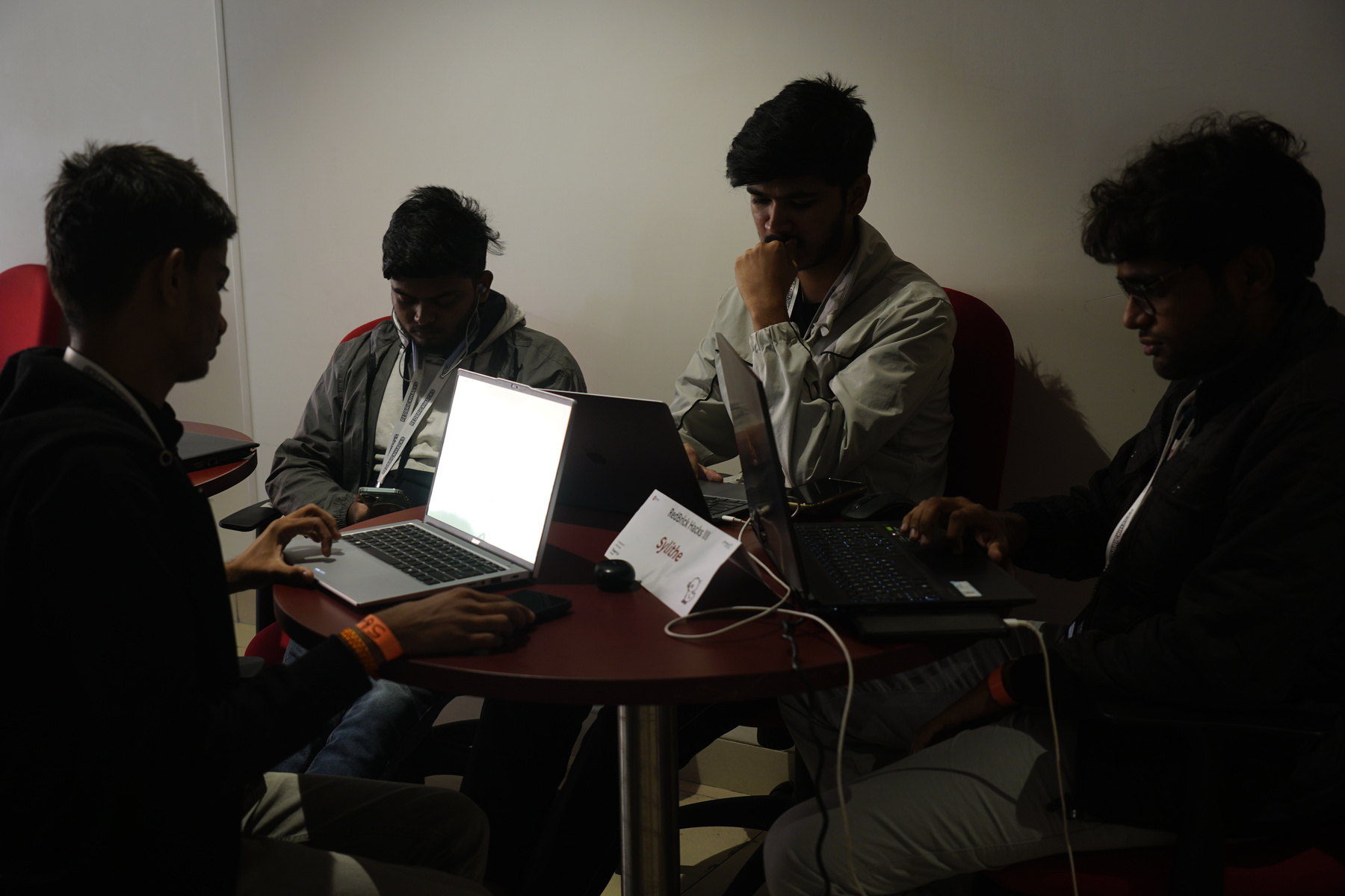 A team working on their project during the 48-hour build sprint at RedBrick Hacks III