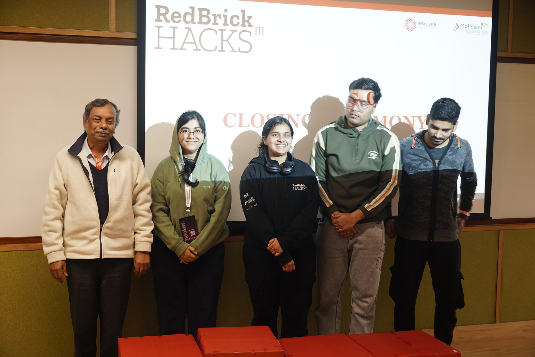 Winners on stage during the closing ceremony of RedBrick Hacks III