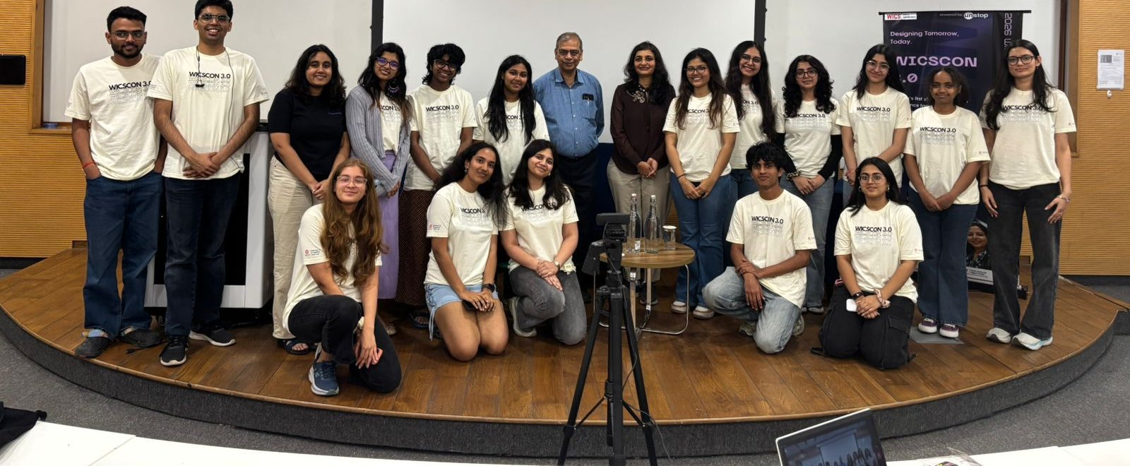 WiCSCon 3.0 organising team on stage at Ashoka University